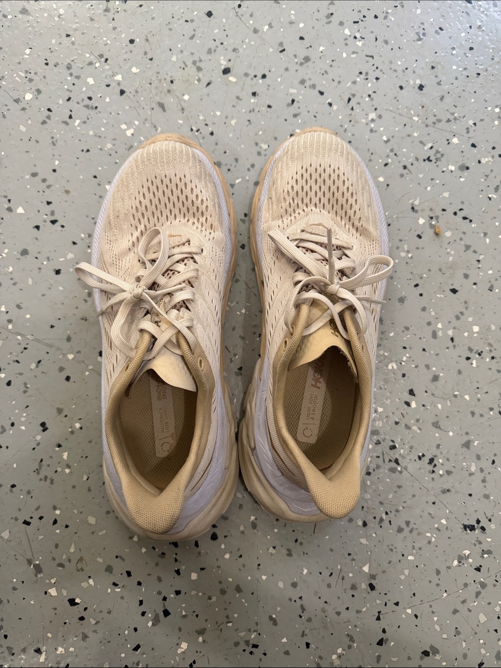 Hoka Women's Running Sneakers in Light Tan and Cream - Picture 2 of 3